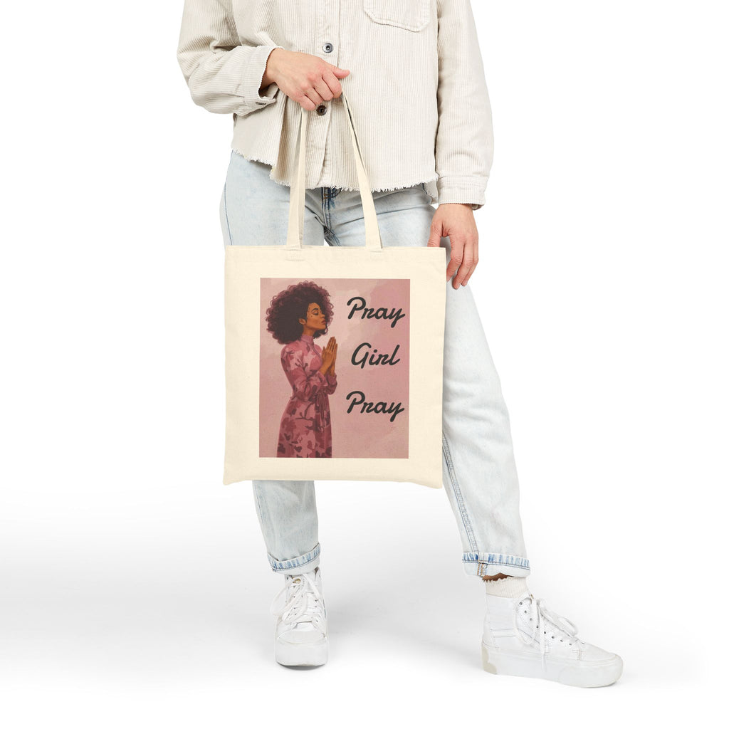 Pray Girl Pray Tote Bag | Graphic Faith Canvas Tote (2 Colors)