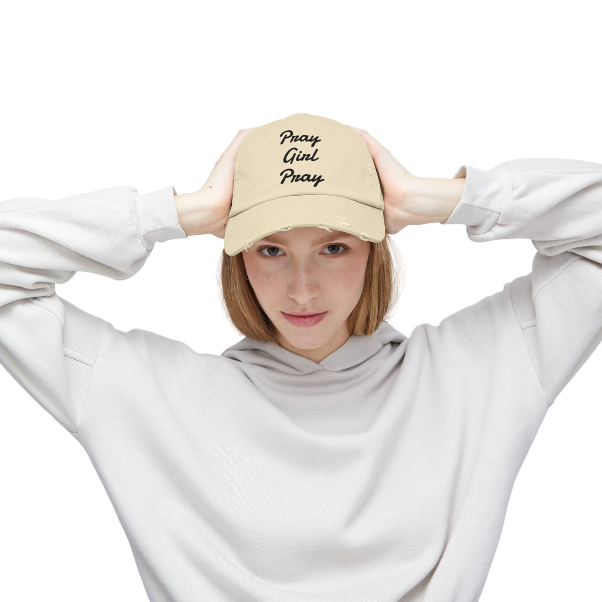 Pray Girl Pray Cap | Distressed Script Baseball Hat