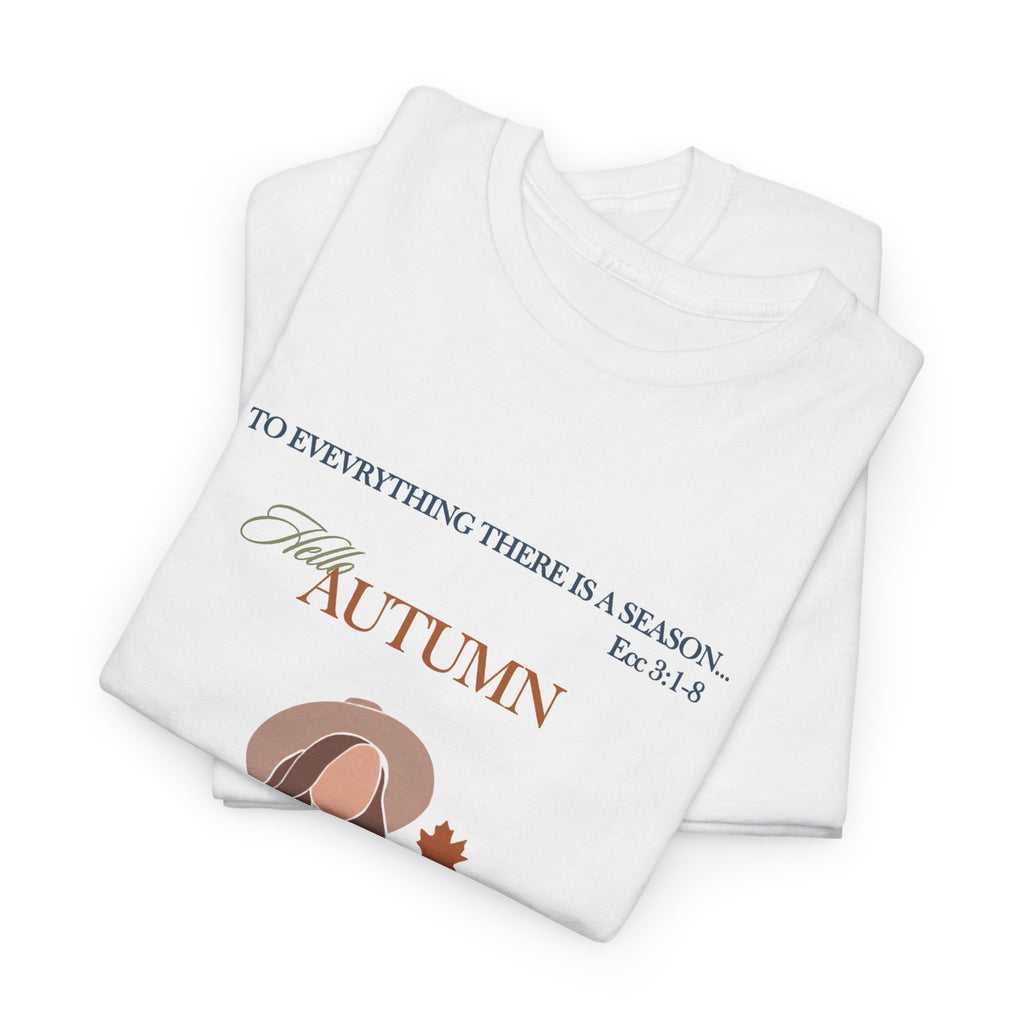 Hello Autumn, Ecc. 3:18 Cozy Graphic Tee (5 Colors Available)